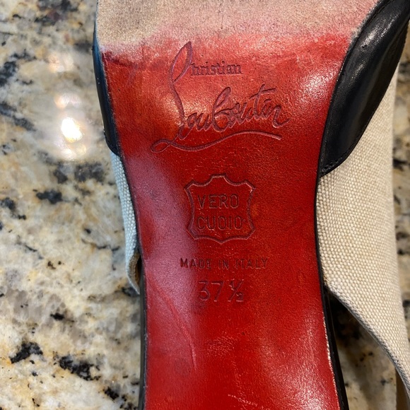 Christian Louboutin Tan and Black Slingback Heels, 37.5 Sophisticated!!! - Picture 10 of 13